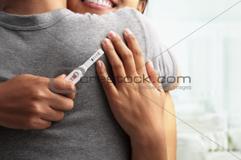 Joyful with positive pregnancy