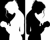 silhouettes of mother and child