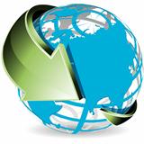globe with green arrow
