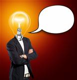 Lamp Head Businessman With Speech Bubble
