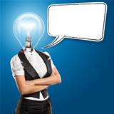 Lamp Head Business Woman With Speech Bubble