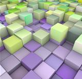 abstract 3d cubes backdrop in green and pueple