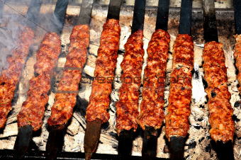Shish kebab cooked, Adana, Turkey