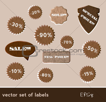 Set of wooden tags