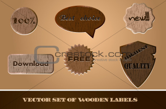 Set of wooden labels.