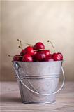 Cherries in a bucket - copyspace
