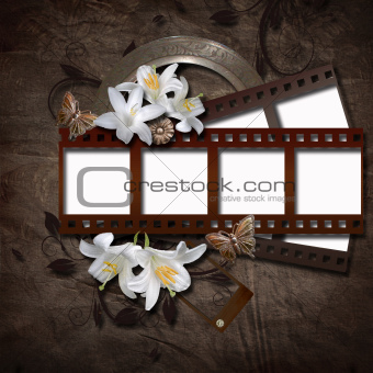 Vintage background with photo-frame and film strip 