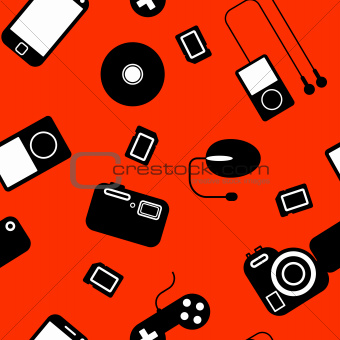 Seamless background Icon  with  electronic gadgets. 