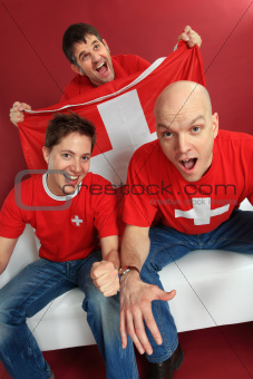 Cheering Swiss sports fans