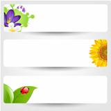Banners With Flowers And Ladybug