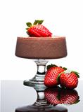 Chocolate mousee dessert with strawberries