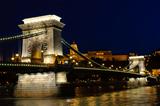 Night view of Budapest chain bridge 