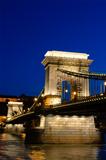 Night view of chain bridge in Budapest, Hungary