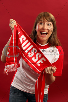 Excited female sports fan