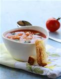 gazpacho cold tomato soup with bread crisps