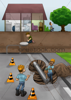 working in the street