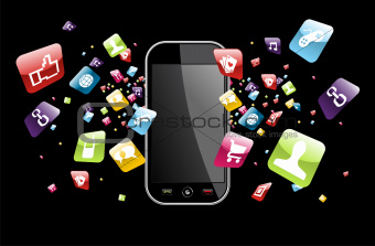 Global smartphone apps icons splash