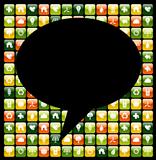 Global mobile phone green apps icons bubble