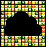 Global mobile phone green apps icons cloud