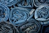 Stack of blue jeans