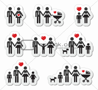 People icons - family, baby, pregnant woman, couples