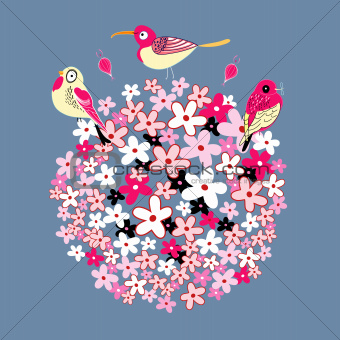Flower ball and birds