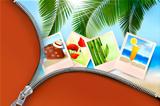 Background with photos from holidays on a seaside  Summer holidays concept