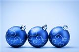three blue decoration balls