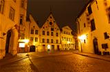 Night Street in the Old Town of Tallinn, Estonia