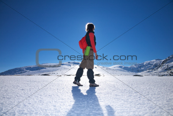 side hiking woman