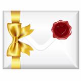 Envelope With Golden Bow And Wax Seal
