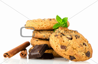 Chocolate chip cookies with chocolate parts