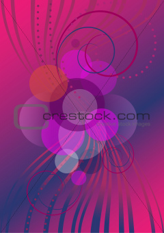 Transparent strips and circles on a background with purple hues
