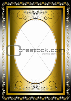 Vintage frame with gold and silver items