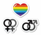 Gay couple, gay love icons set