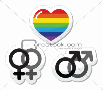 Gay couple, gay love icons set