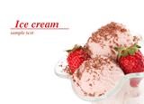 Ice cream with chocolate and strawberry