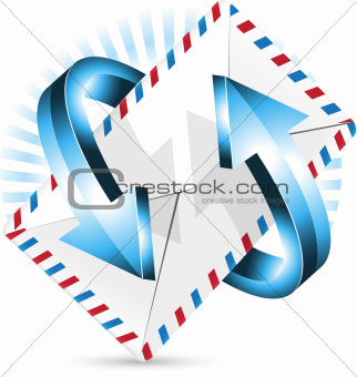 envelope and blue arrows