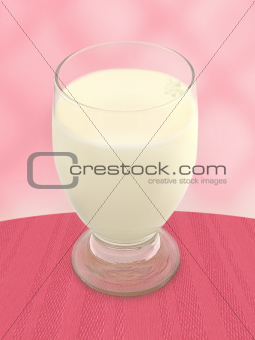 Glass of Milk - Pink Background