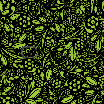 Seamless vector wallpaper. Green vegetation repeating pattern