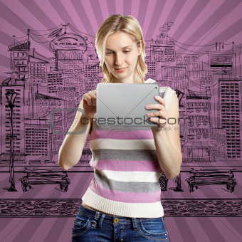 Businesswoman With Touch Pad