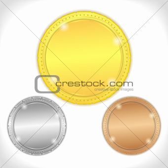 Golden, silver and bronze medals