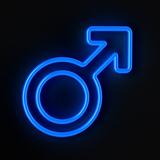 Male symbol in neon blue