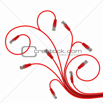 Network cable, twisted in the shape of the plant
