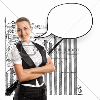 Business Woman With Speech Bubble