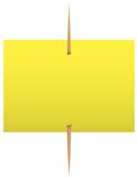 Yellow sticky note on a toothpick