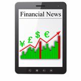 Financial News on Tablet PC. Isolated on white. Vector  illustration