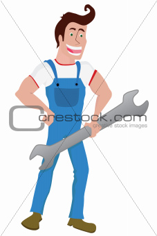 mechanic grabbing a wrench