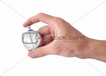 stopwatch in hand