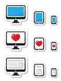 Computer screen, tablet, and smartphone icons